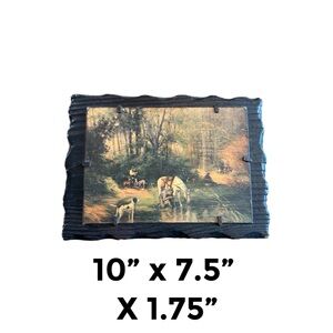 Vintage LOBECO ART of SPAIN Handcrafted WALL DECOR PRINT on WOOD 10” Fox Hunt